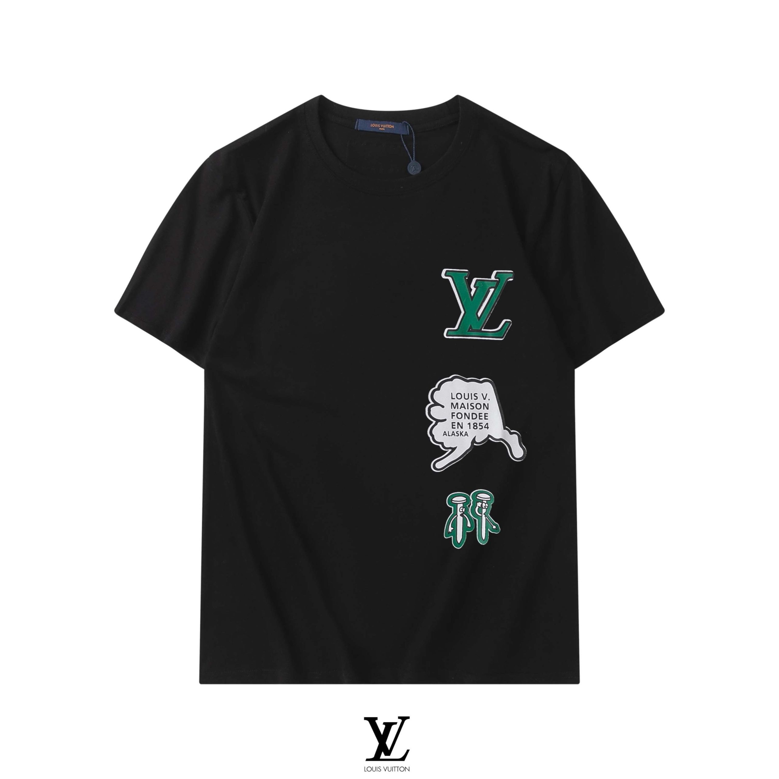  LV Louis Vuitton - Camiseta de manga corta (plástico, 1/16),  color negro : Todo lo demás