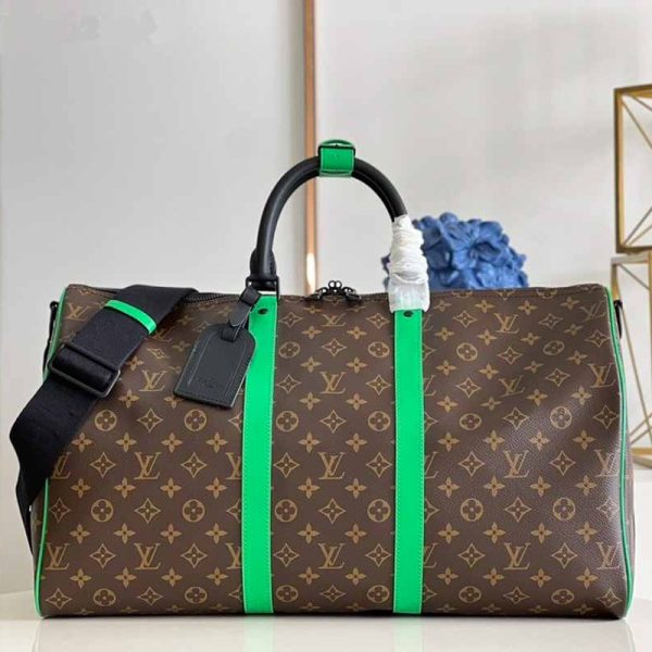 Bolso Louis Vuitton Keepall Bandouliere 50 Monogram Macassar Minty Green
