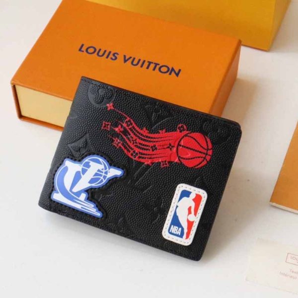 Cartera Louis Vuitton x NBA Hero Jacket Leather Multiple Wallet Monogram Black