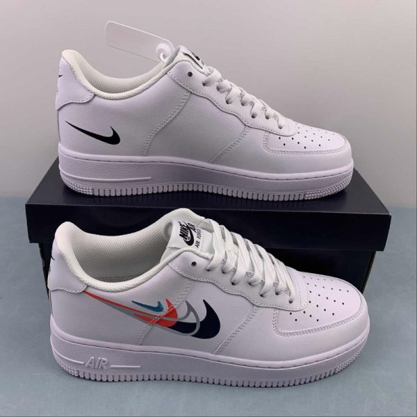 Nike Air Force 1 '07 Quadruple Swoosh White Navy Crimson